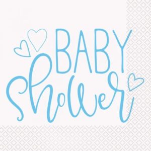 Blue Baby Shower Hearts Lunch Napkins 16pk