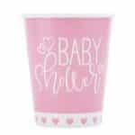 Pink Baby Shower Hearts Paper Cups 8pk