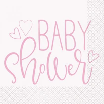 Pink Hearts Baby Shower Napkins