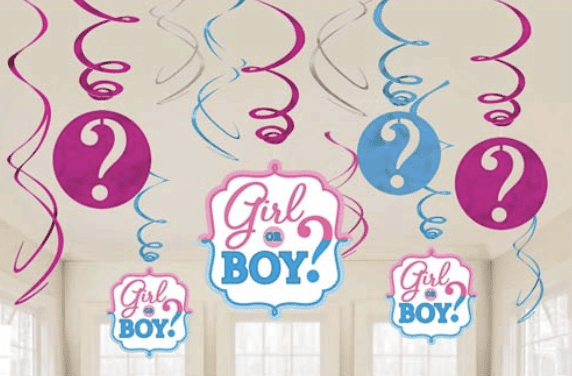 Girl Or Boy Hanging Swirl Decorations 12pk