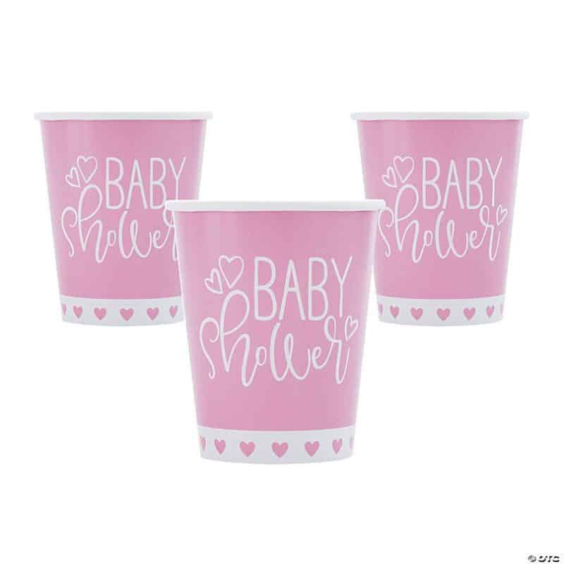 Pink Hearts Baby Shower Cups